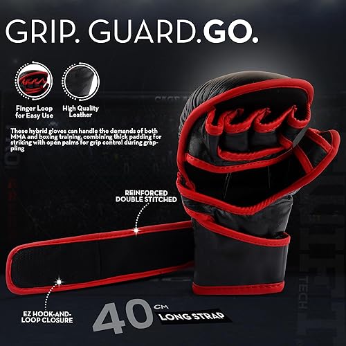 Miniatura 4 de SwiftTechSports - Guantes de cuero de calidad profesional para hombres y mujeres con soporte de muñeca. Entrenamiento, combate, boxeo, Muay Thai,