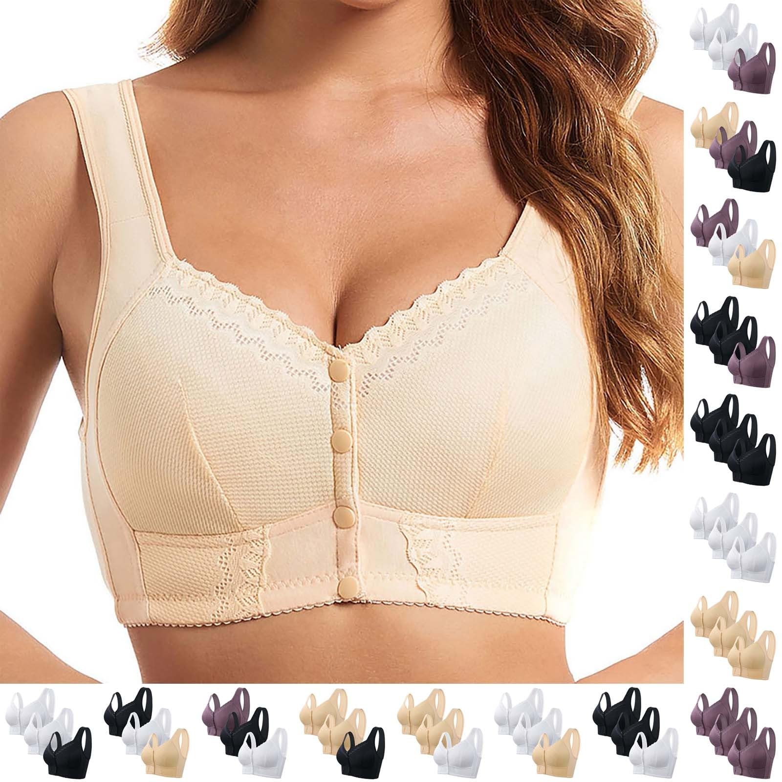 2er-Pack BHs für Damen, bügellos – Damen-BHs ohne Bügel, volle Unterstützung, Frontverschluss, weiche, kabellose BHs für Damen, große Brust, leicht, atmungsaktiv, gepolsterte BHs für Damen, volle