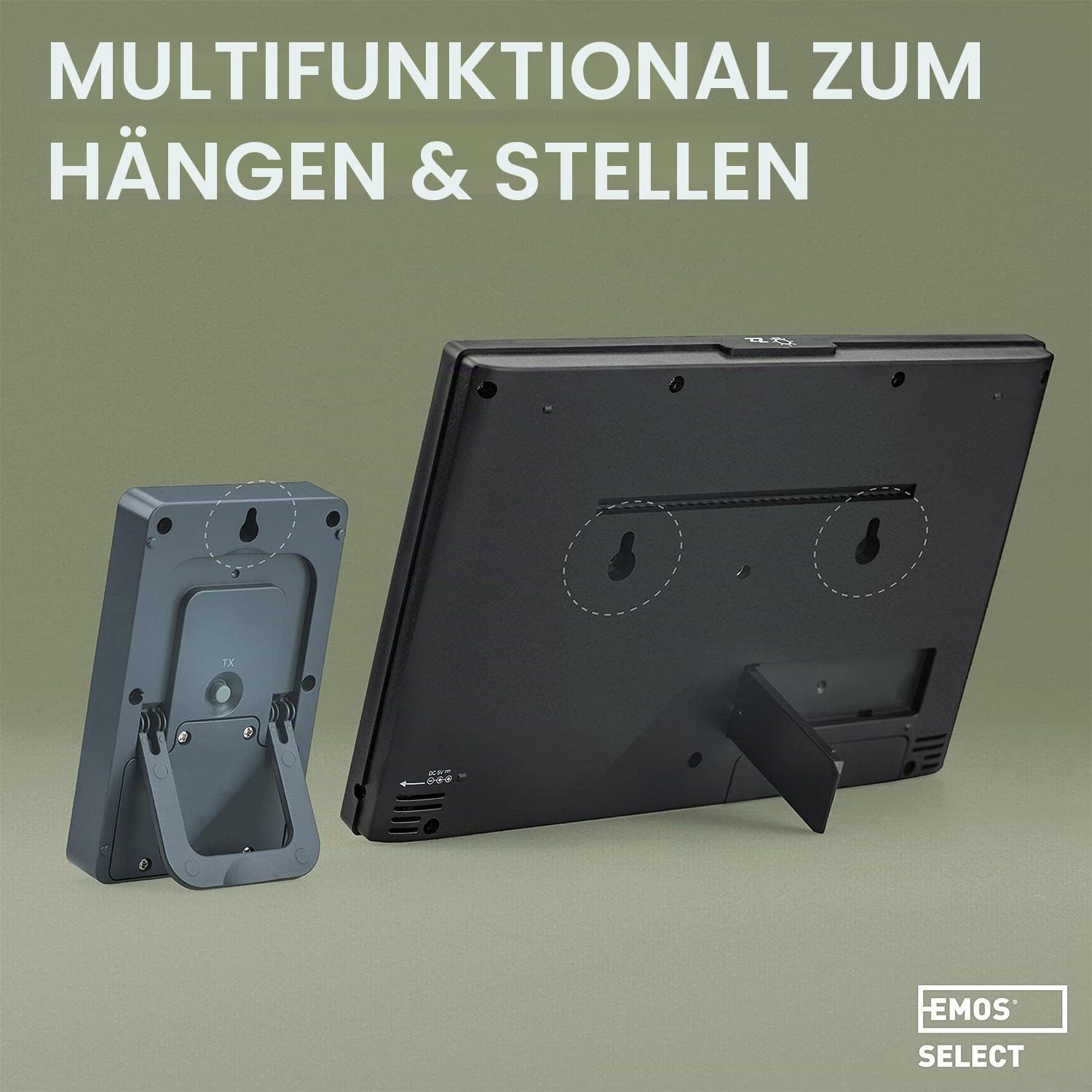 Emos Wetterstation Funk mit Außensensor, Touchscreen und Farbdisplay, DCF Empfangssignal Funkuhr - Innen- und Außentemperatur, Barometer, Wettervorhersage