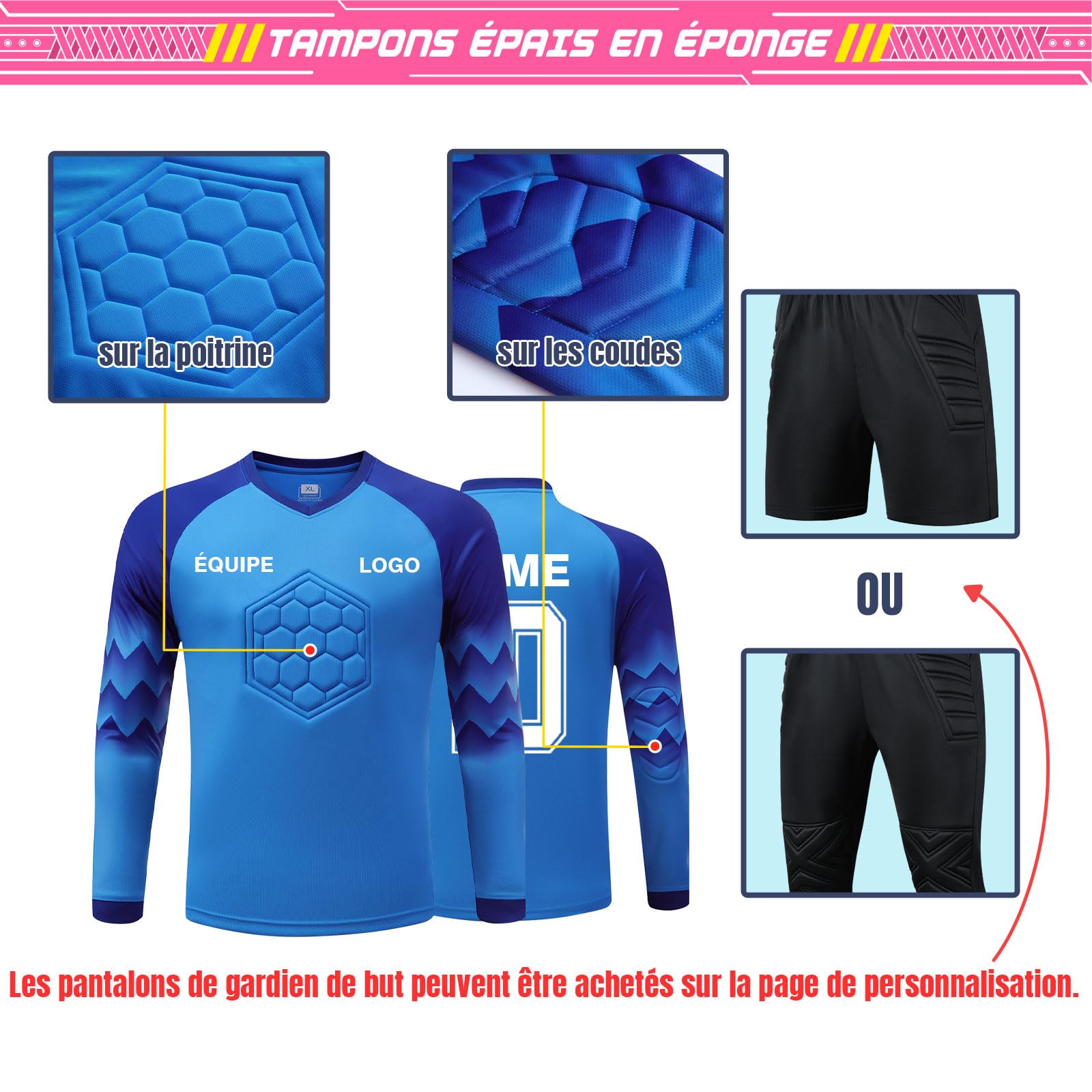 ORYG Kit Gardien Personnalisé Maillot de Football Personnalisé pour Enfants Jeunes Adultes avec Logo Nom de L'équipe