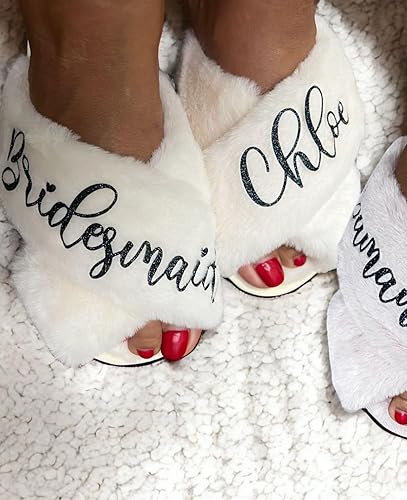 Miniatura 5 de Name Customization Fluffy Slippers - Christmas Gifts for Women - Bridal Party Gifts - Personalized Christmas Gift Box Ideas for Mom, Girlfriend -