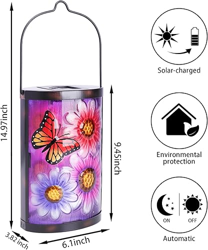 Miniatura 8 de Farol solar colgante para exteriores, impermeable, luces solares LED, gnomo, faroles solares decorativos, lámpara de mesa para patio al aire libre,