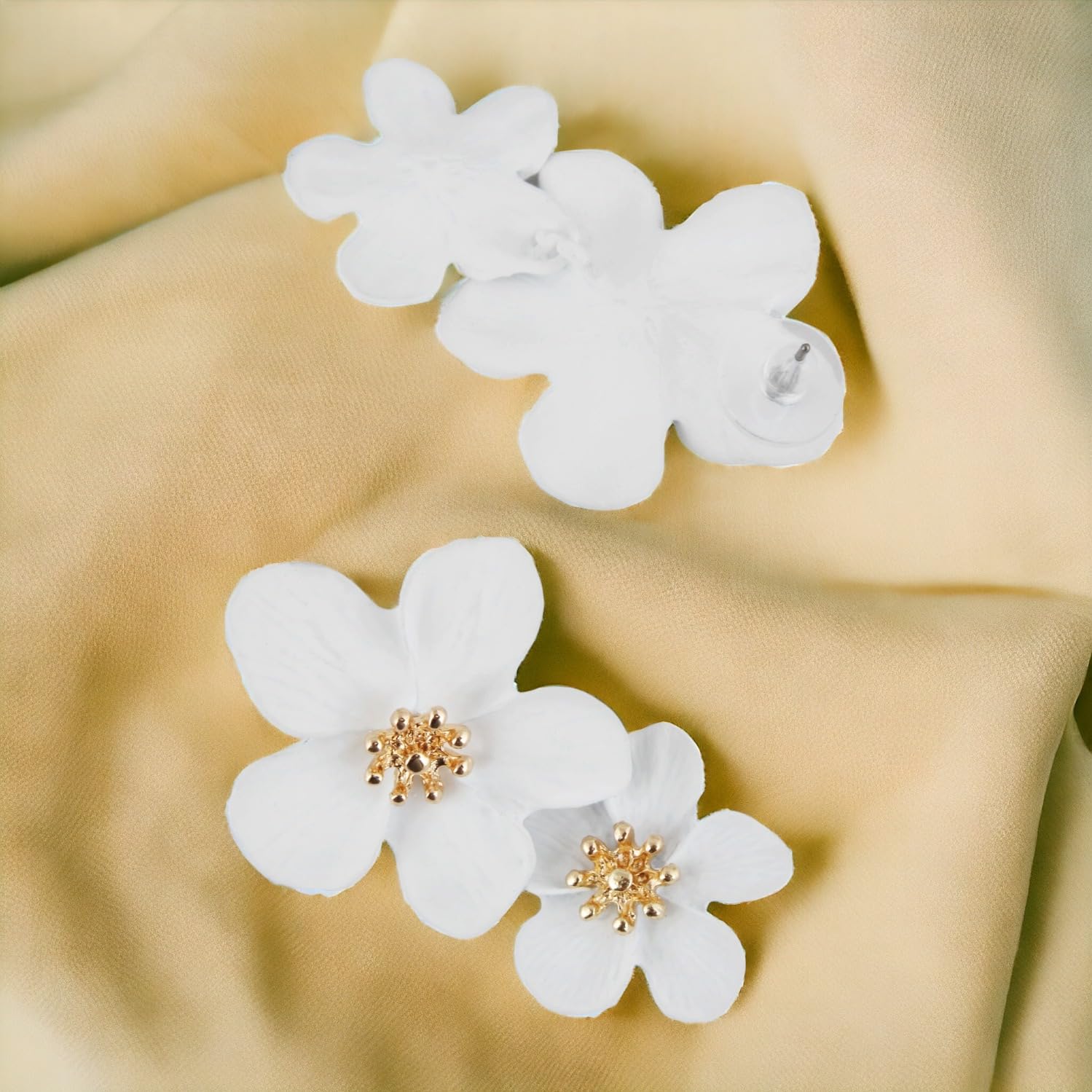Double Flower Earring Dangle Statement Earrings for Women