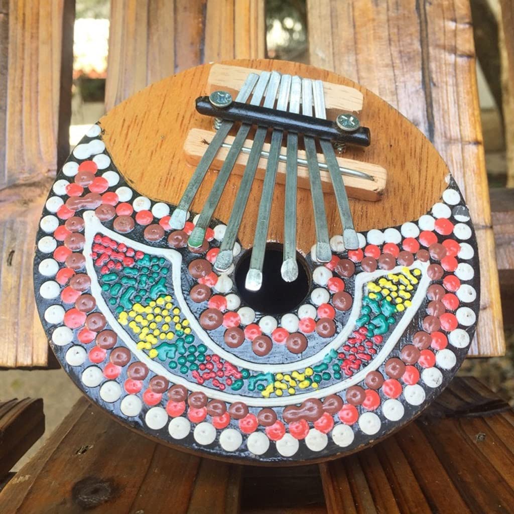 7-Key Kalimba Natural Coconut Shell Hand-Painted Ethnic Style Creative Colorful Beginner Musical Instrument
