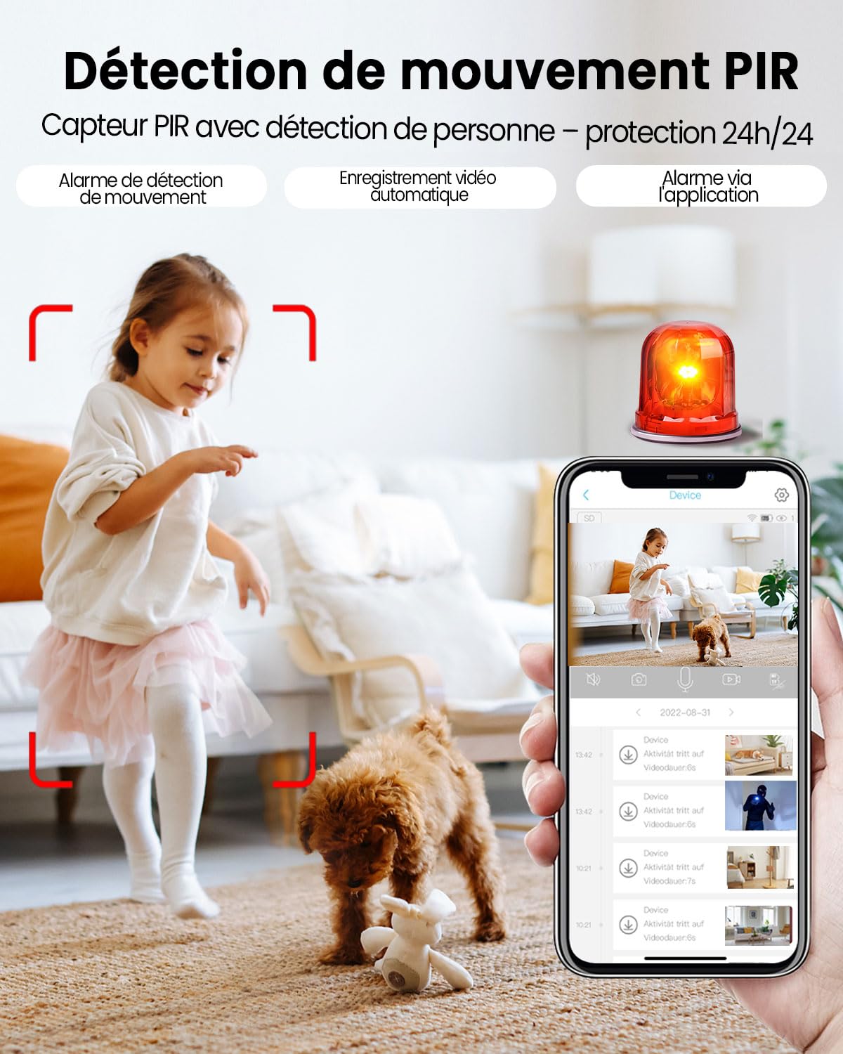Mini Caméra Espion Sans Fil, 4K Caméra WiFi Intérieur 5G & 2.4GHz, Détection de Mouvement, Vision Nocturne, Batterie 2000 mAh Ultra Longue Autonomie, Stockage Cloud Gratuit, Carte SD, Idéale pour Ma