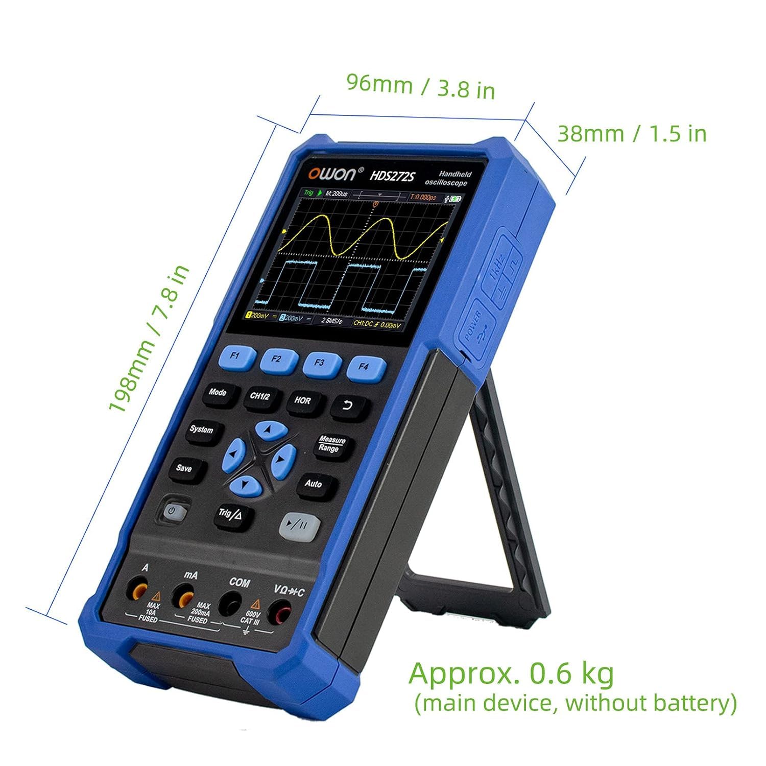 OWON HDS272S oscilloscope 3 in 1 70MHz Professional Handheld PC oscilloscope, 20000 Counts Digital multimeter 3.5 inch LCD Display Universal Test Instrument (oscilloscope+multimeter+Generator) - Image 5