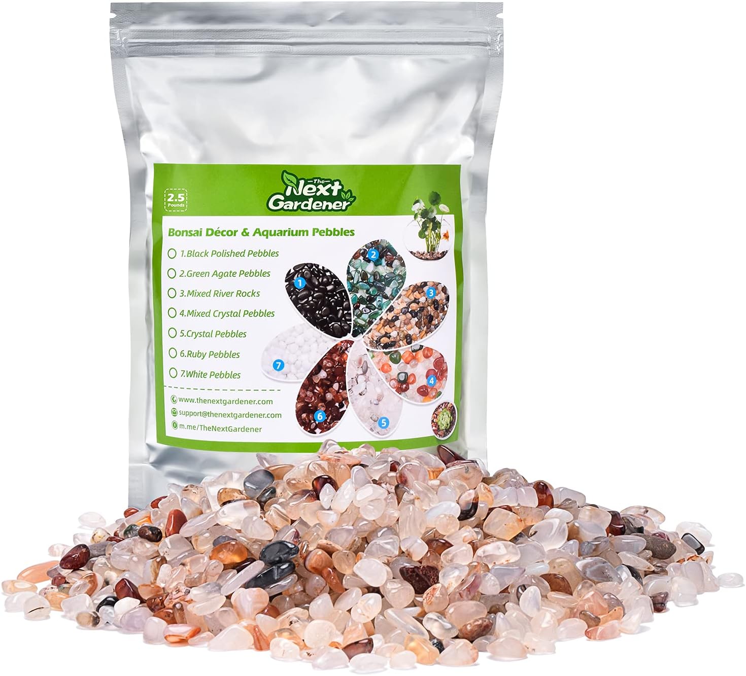 The Next Gardener Smooth Mixed River Stones Rocks, Natural Outdoor Decorative Stones Pebbles Bonsai Rocks for Succulents Plants, Aquariums, Landscaping, Vase Fillers, Fish Turtle Tank, 1.5 Pounds : Garden & Outdoor