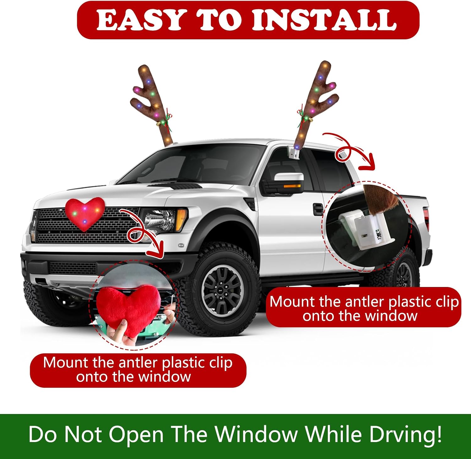Christmas Reindeer Antlers for Cars, LED Lights image 3