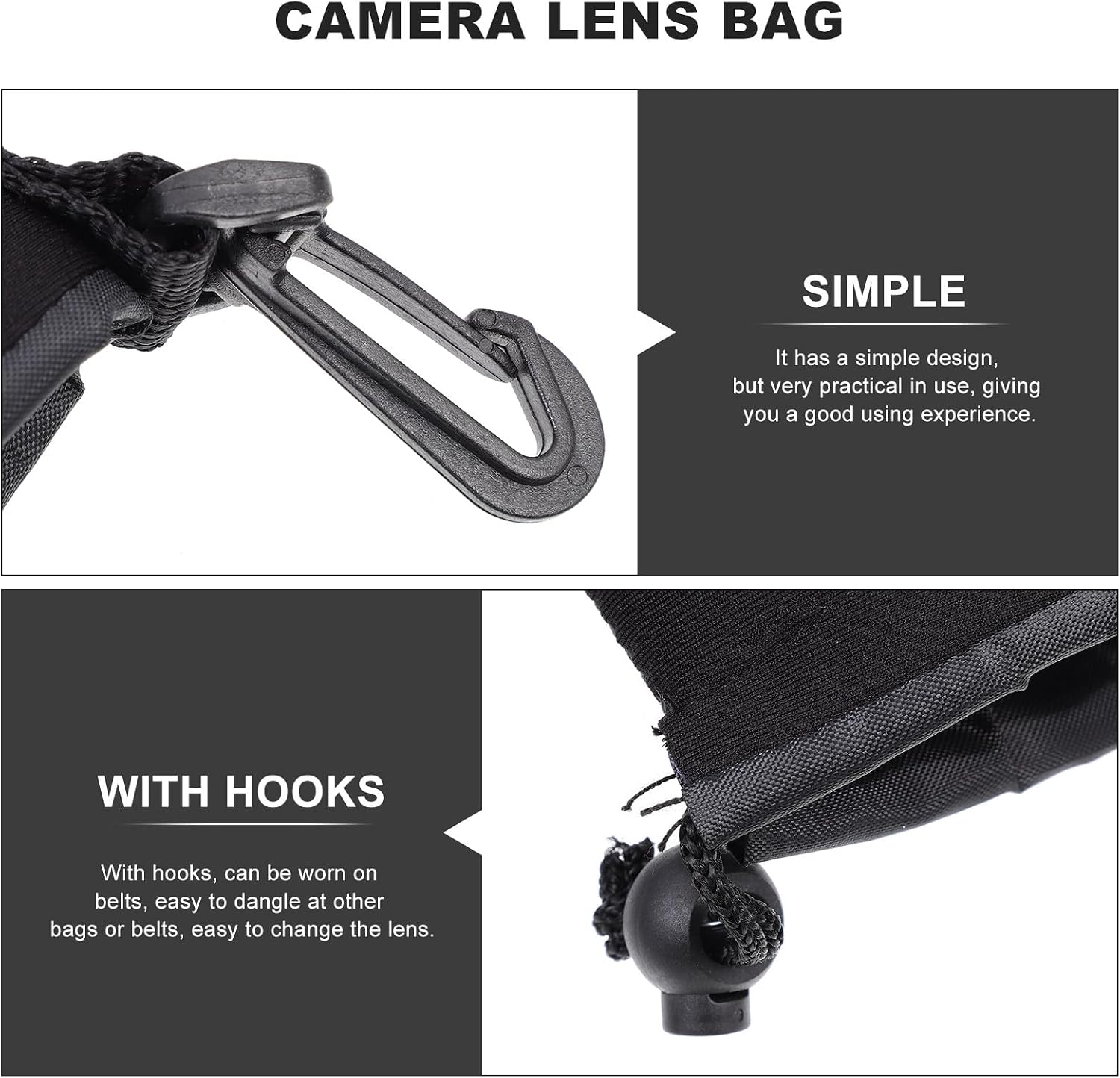 4Pcs Waterproof Camera Lens Pouch Set, Elastic Protective Lens Storage Bag for DSLR and Mirrorless Cameras, Portable Organizer for Photographers and Travel