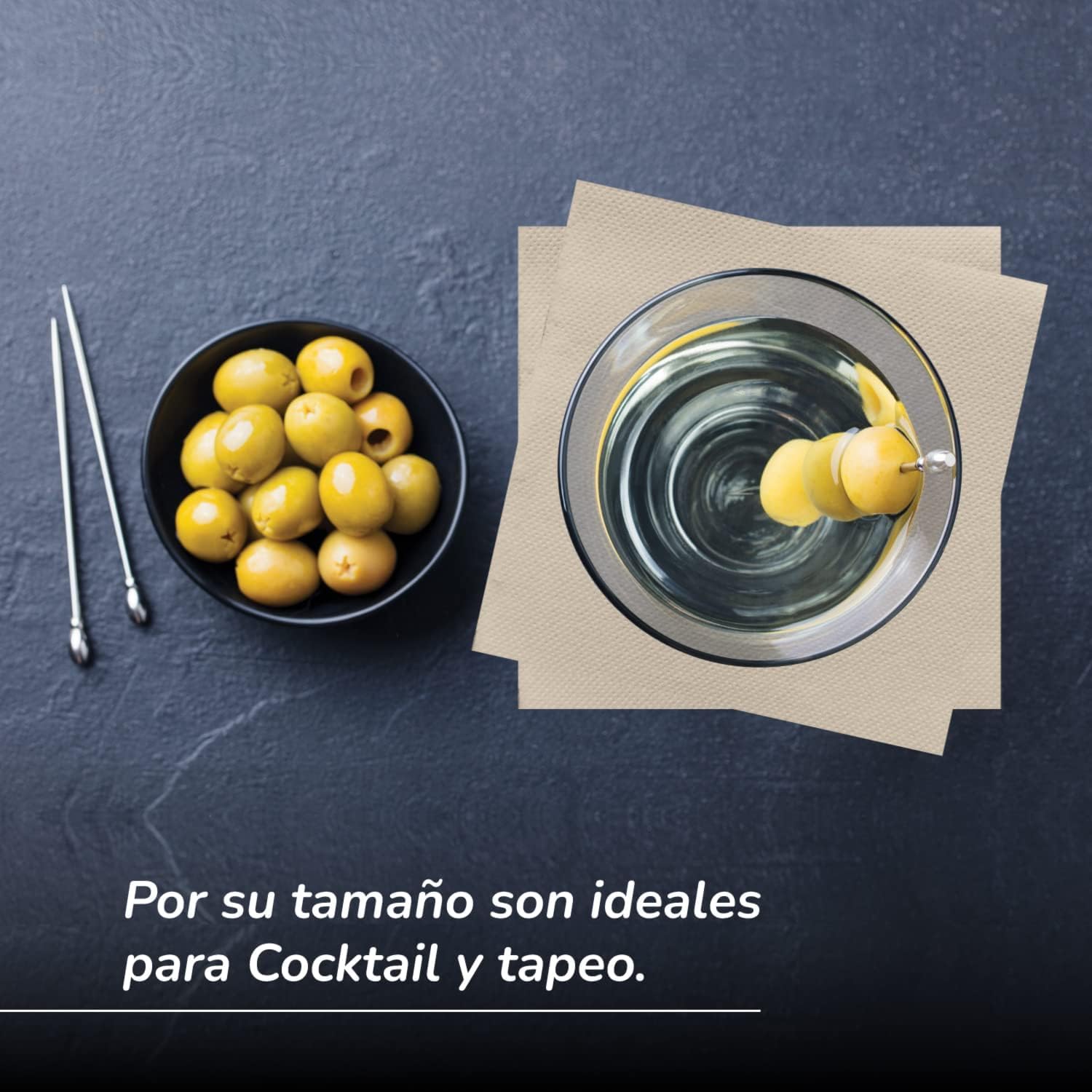 Pack de 600 Servilletas Cocktail de Papel 100% Reciclables y Biodegradables + 50 Vasos Eco - 10 x 10 cm Plegadas - Hostelnovo