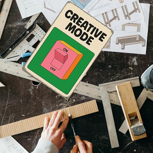 Miniatura 3 de Cartel de lata Creative Mode de 8 x 12 pulgadas, decoración de pared de metal retro para escritorio de oficina, sala de juegos, estudio o espacio de