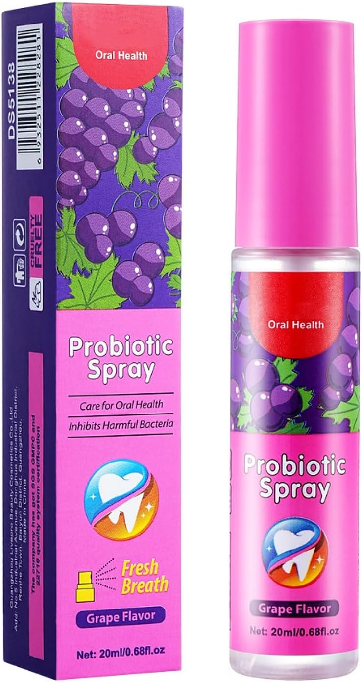 20ml Mouth Spray, Grape Flavor, Refreshing and Moisturizing, Portable Oral Spray Long Lasting