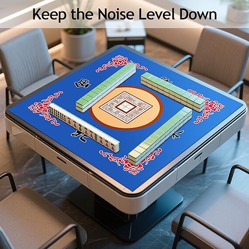 Miniatura 34 de Tapete Mahjong grande con bolsa de transporte, antideslizante y reducción de ruido, tapete de mesa Mahjong para juegos de póquer, tarjetas, mesa