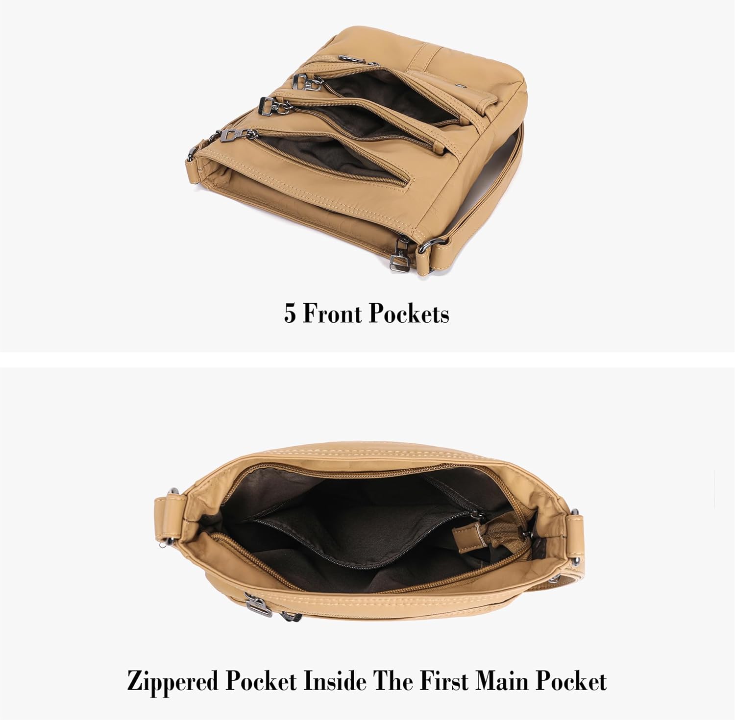 MINICAT Crossbody Purses for Women Multi Pocket Crossbody Bag Soft Leather Cross Body bag for Woman Small Shoulder Bags - Image 5