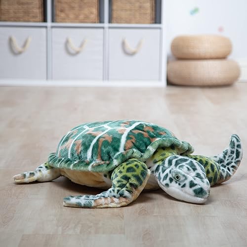 Miniatura 9 de Melissa & Doug Tortuga de mar gigante, animal de peluche realista (casi 3 pies de largo)