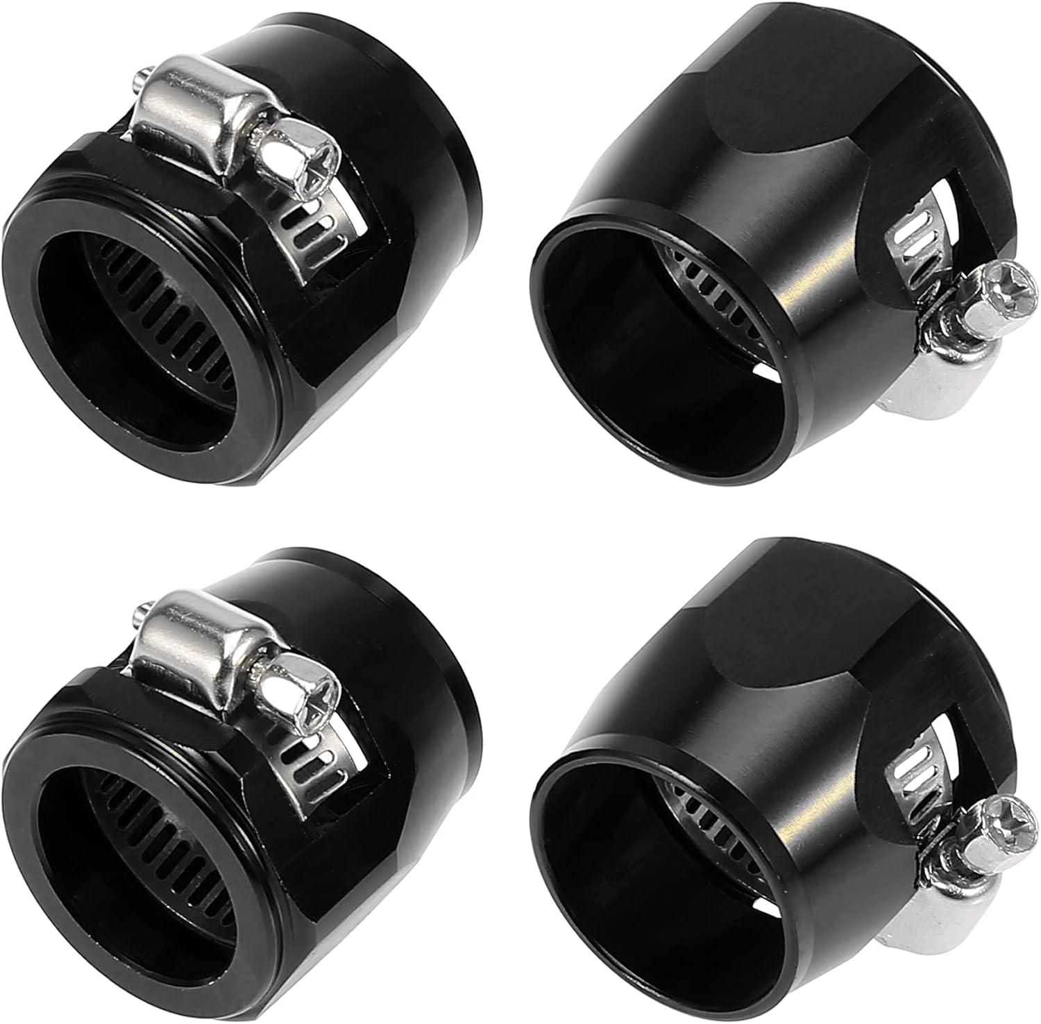 X AUTOHAUX 4pcs AN12 Hex Red Car Hose Finisher Flexible Rubber Pipe Clamp with Screw Band Adapter Fitting for Oil Fuel Water Tube