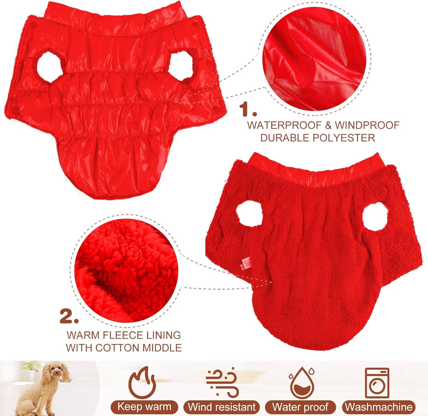 YooGL Dog Winter Coat (L, Red) : Pet Supplies
