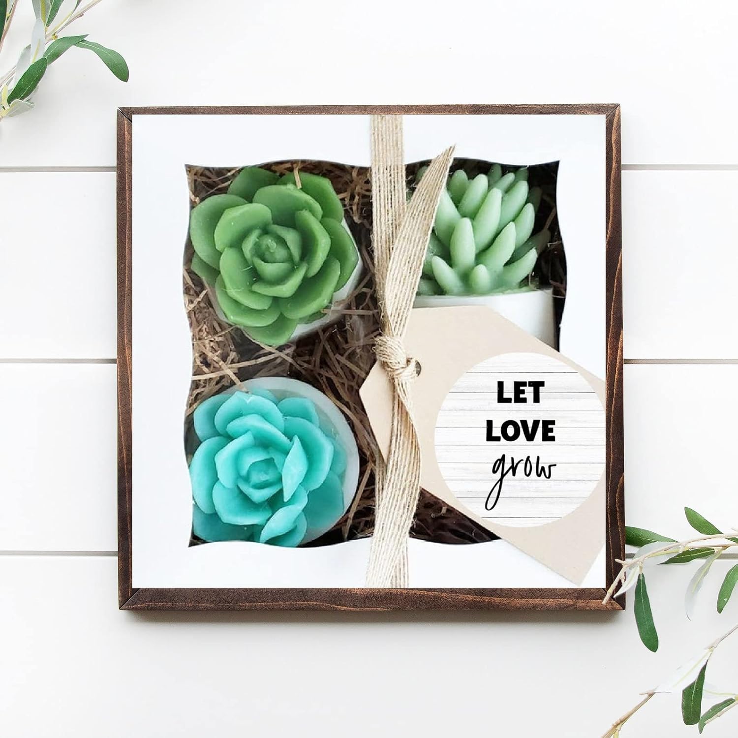 Let Love Grow Succulent Soap Gift Set. Unique Gift Idea for Bridal Shower, Engagement, or Wedding