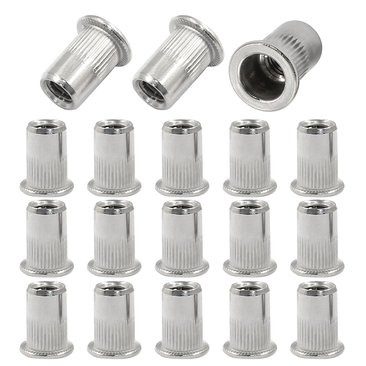M6 Rivet Nuts, 30 Pcs, Flat Head