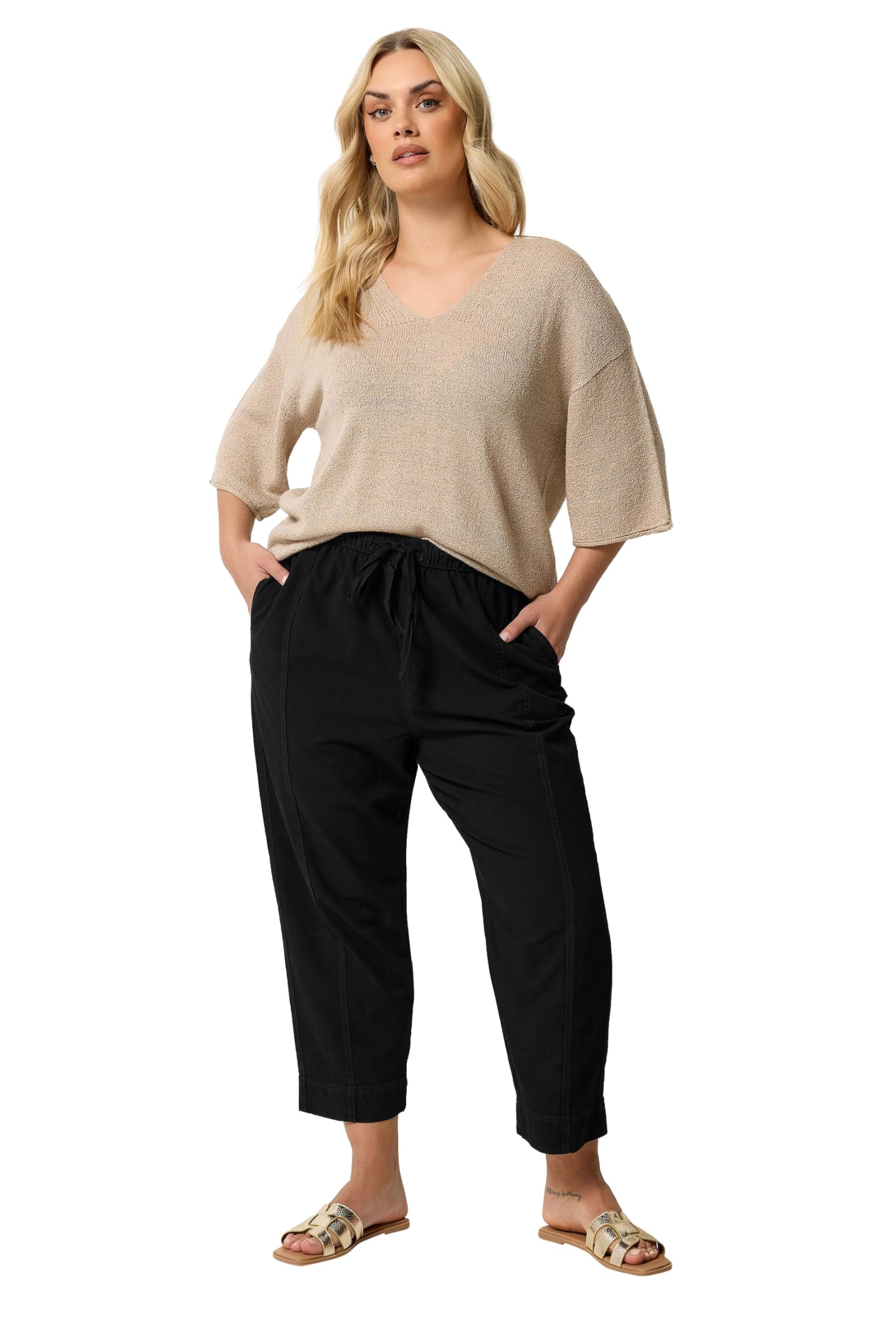 Yours - Women's Barrel Leg Denim Trousers - Cotton - Black - Size 18