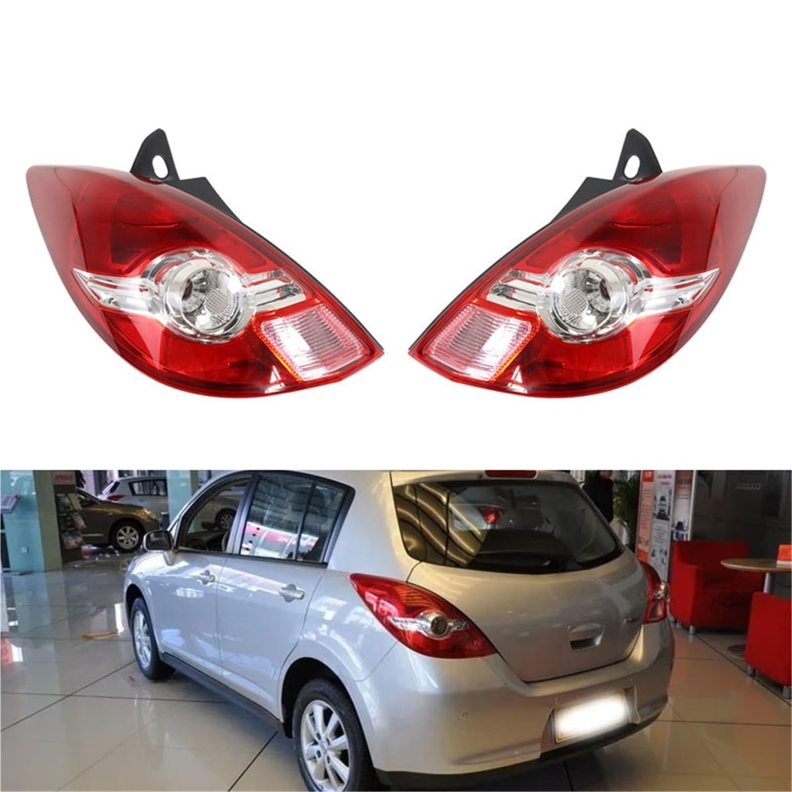 Lampa tylna zespolona Tylny zderzak samochodu tylne światło stopu światło stopu obudowa światła bez żarówki dla Nissan Tiida Hatchback 2008-2010(Right)