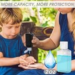 Hand Sanitizer Bottle Case Holder, Travel Size Empty Bottle Refillable Containers for Soap, Lotion, and Liquids - 60ML/2 oz Flip Cap Reusable Bottles with Carabiner Carriers (Black)