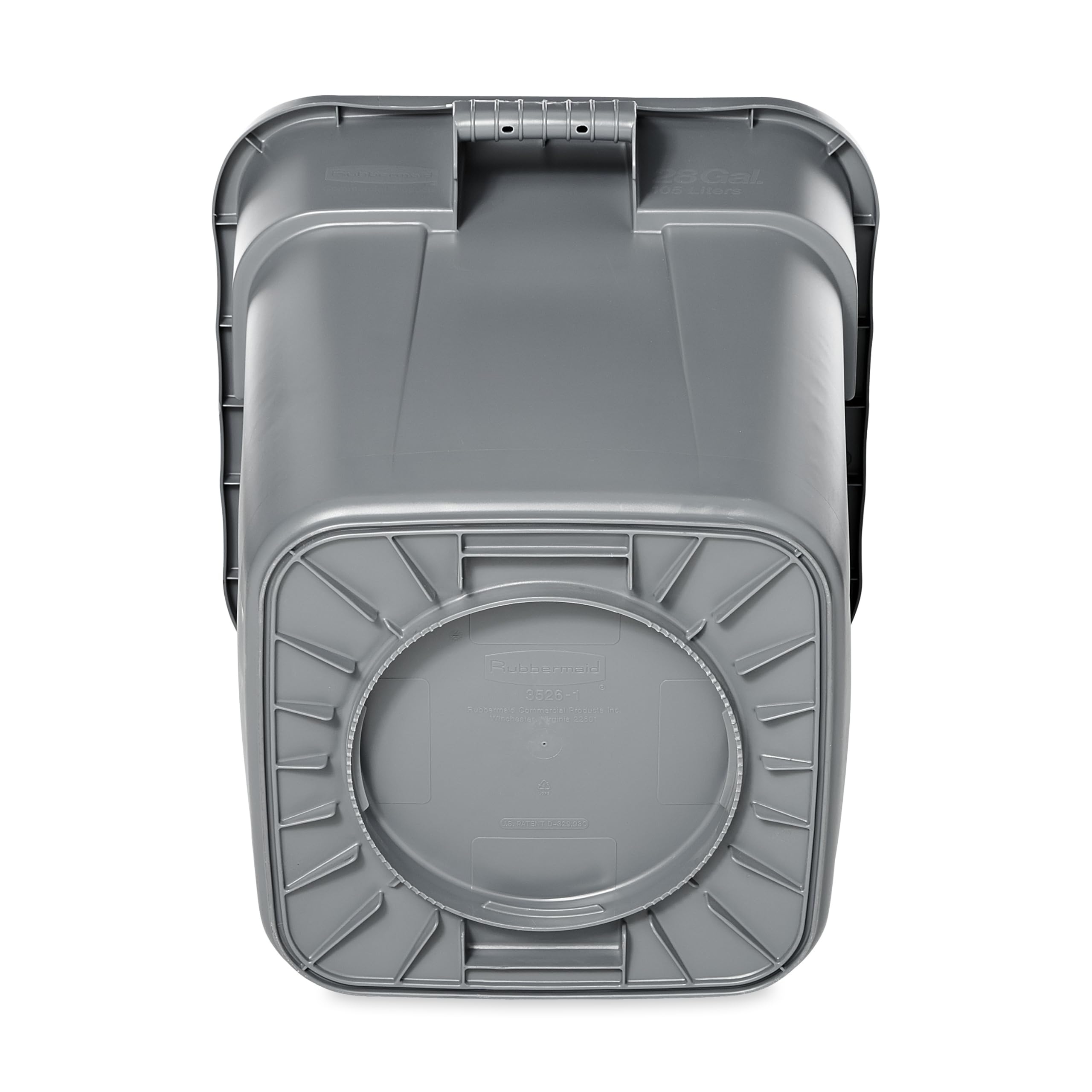 Rubbermaid Commercial Products BRUTE Quadratischer Mülleimer 106L Grau – Robuster Kunststoffbehälter ohne Deckel, stapelbar und leicht zu reinigen, für Gastronomie Büro Schule und Lager – FG352600GRAY