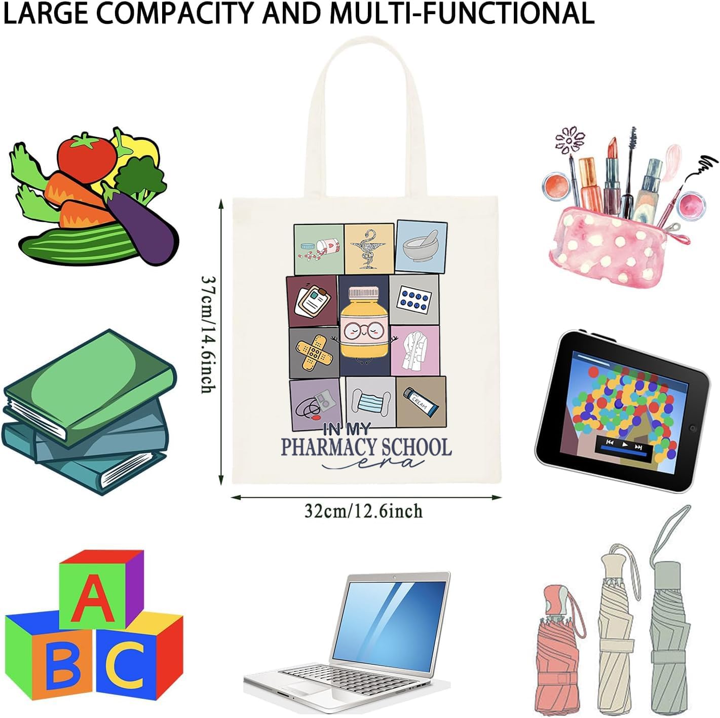 WCGXKO Future Pharmacist Gift In My Pharmacy Sch Era Tote Bag for PharmD Student