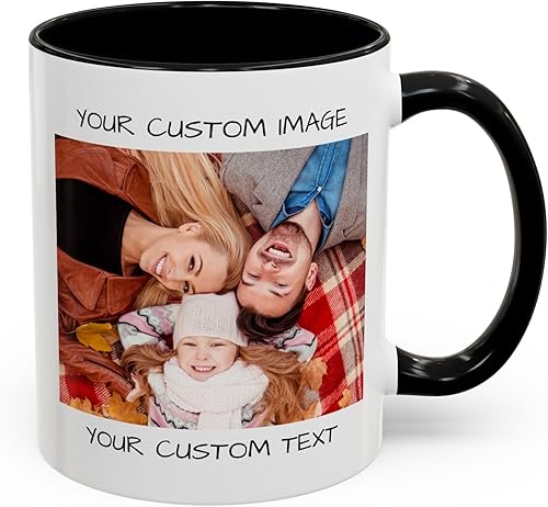 Miniatura 90 de Taza de café personalizada, regalo personalizado, taza de cerámica con foto, imágenes o texto, novedad de tazas personalizadas, perfecta para Borde