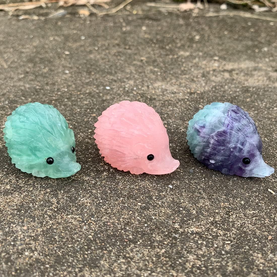 Hand Carved Mixed gemstome Crystal Hedgehog Animal Figurine Carving Decor (Rose Quartz) image 4
