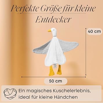 Baby Muslin Comforter - Organic Cotton & Oeko-Tex - Cuddly Toy Duck - Gift for Birth 4-Ply Extra Soft for Newborns Boys & Girls Washable as a Cuddle Blanket