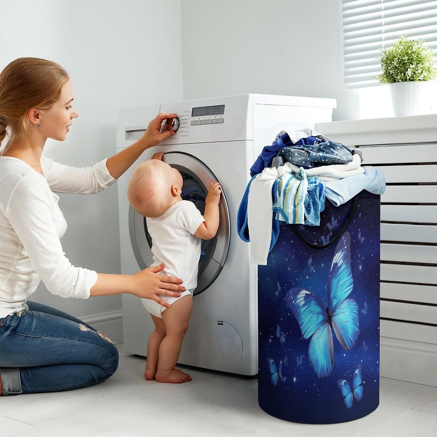 Dirty Clothes Basket Extra Large 110l Open Top Laundry Hamper With Portable Carry Handles, Foldable Waterproof Clothes Basket Spacious Laundry Bag For Bedroom Bathroom Laundry Room Dorm