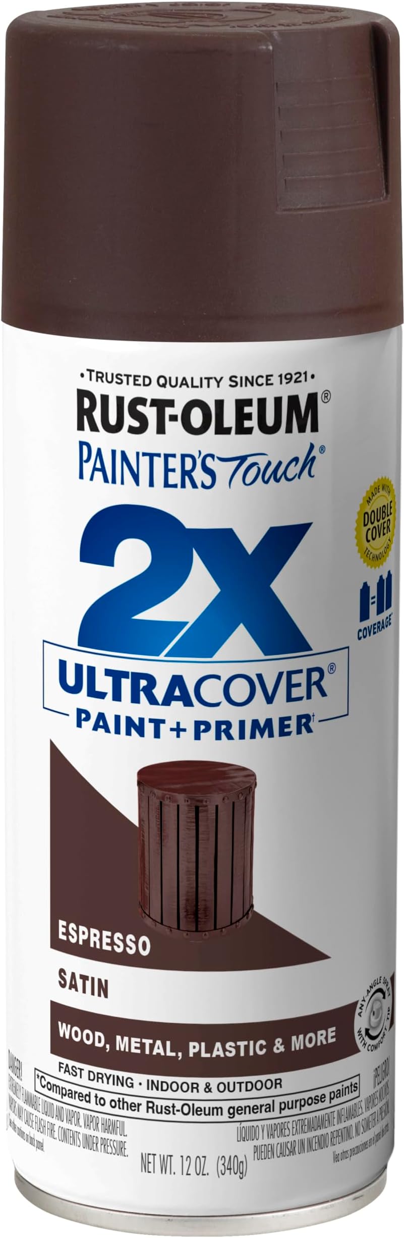 249081 Painter's Touch Acrylic Spray Paint for Plastic, Metal, Wood (Satin Espresso - 340 Grams)