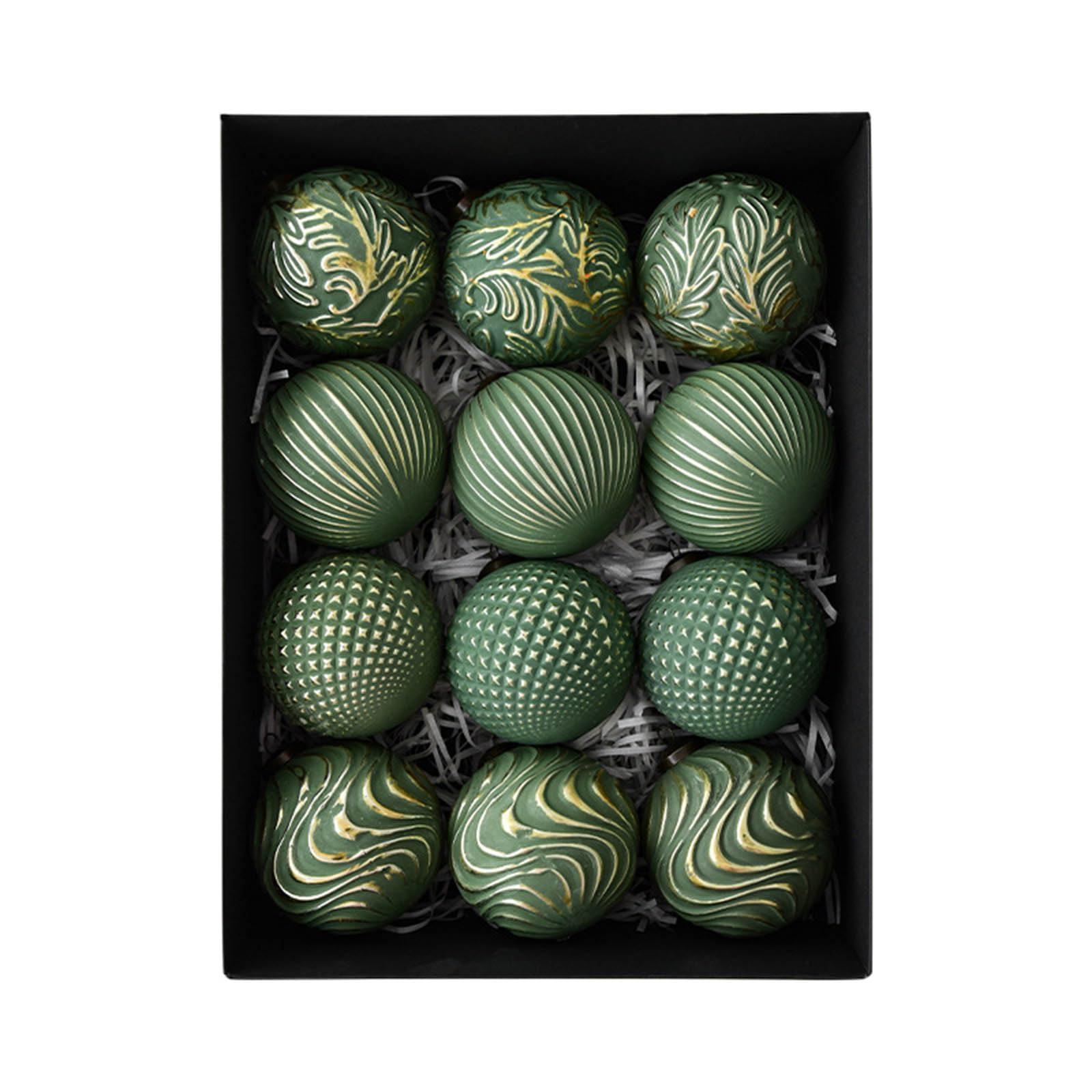 12Pcs Glittering Christmas Ball Baubles Ornament Shatterproof Tree Hangings Decorations For Winter Holiday Ball Pack