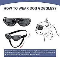 Vista 2 de Gafas de sol para perros de razas pequeñas, protección UV, gafas pequeñas a prueba de viento y polvo con correas ajustables, color negro