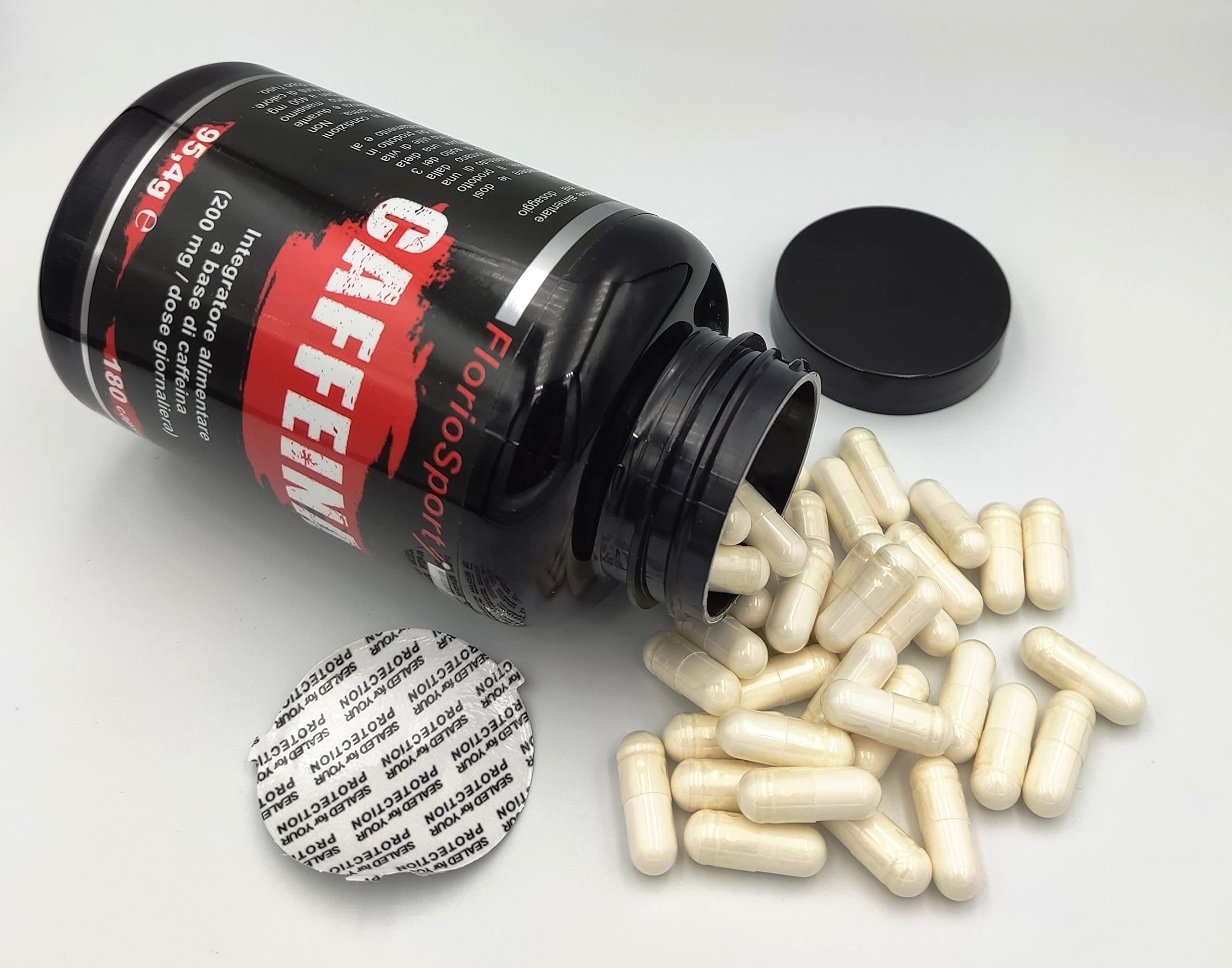 FlorioSport Caffeina Anidra Pura 180 Capsule da 200 mg | Integratore Alimentare, Alto Dosaggio