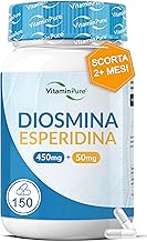 Diosmin Hesperidin High Dosage 1000 mg per Daily Dose, 150 Vegetable Capsules – Supplement Varicose Veins, Heavy Legs, Broken Capillaries, Circulation and Microcirculation – VitaminPure
