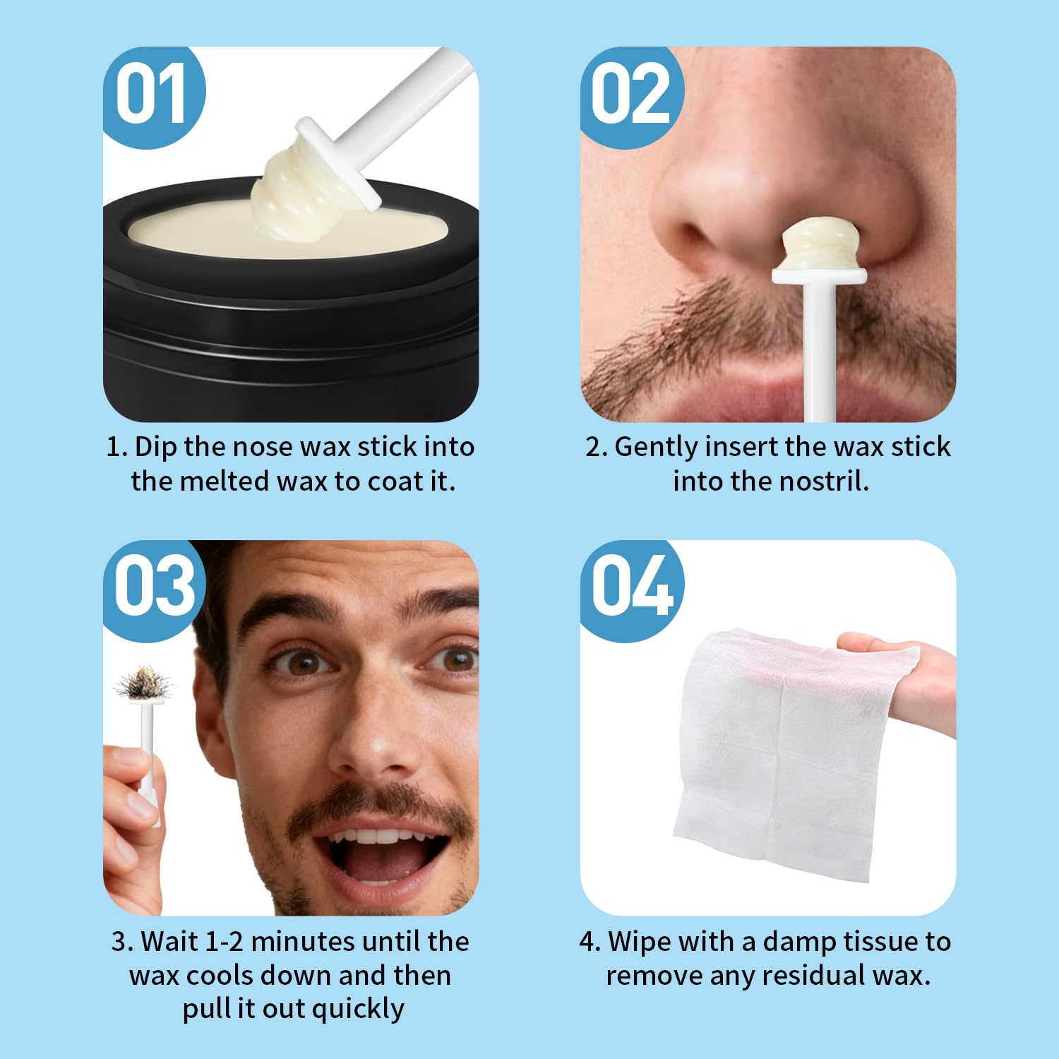 Galdino Nose Wax Sticks - ​​50PCS Upgraded Nose Hair Wax Kit for Nasal Ear Hair Removal, Nose Waxing Sticks for Men And Women, Painless and Simple
