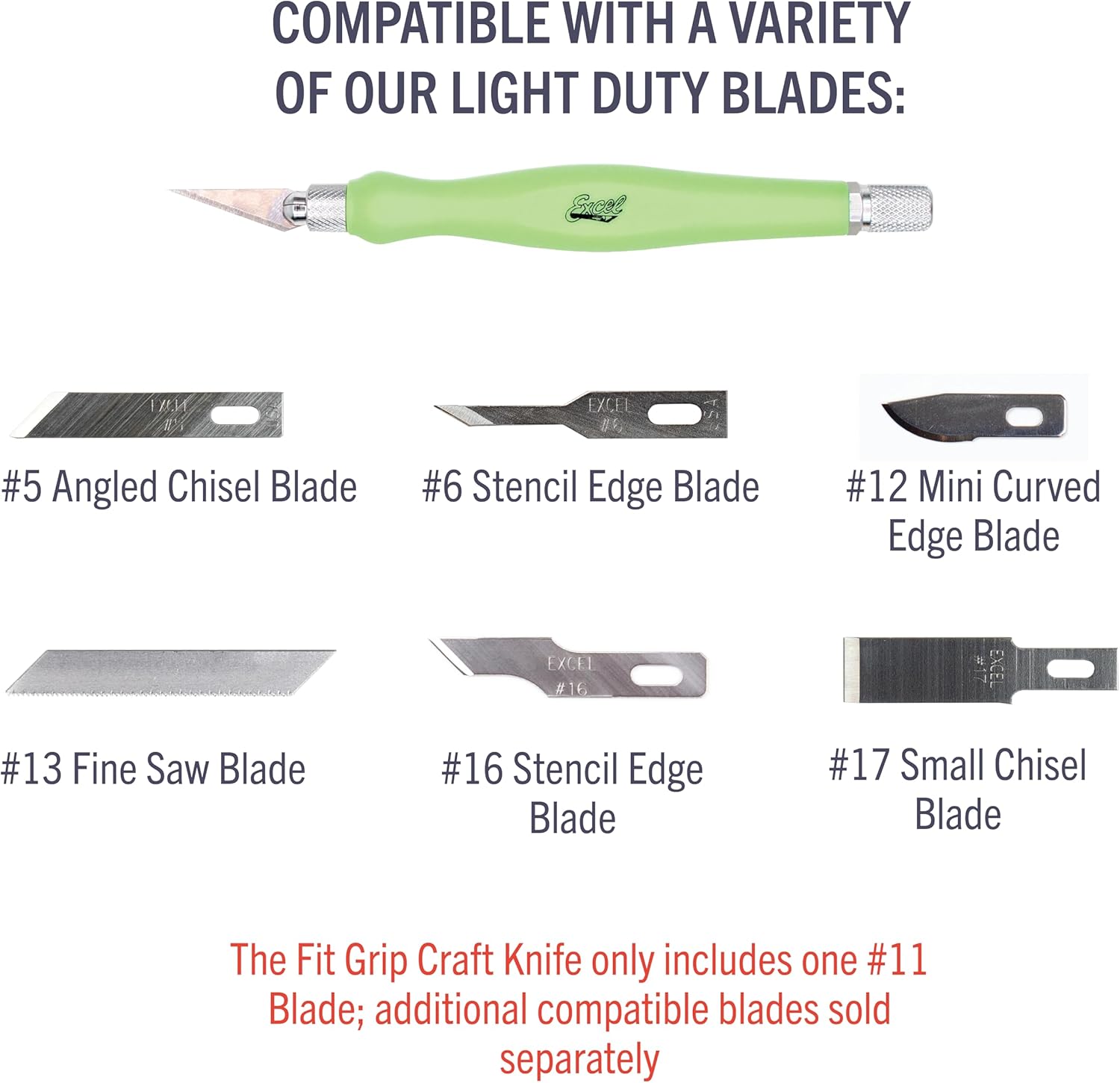 Excel Blades Fit Grip Craft Knife 3-Pack With #11 Ultra-Sharp Carbon Steel Angled Blade – Precision Hobby Knife with Contoured Rubberized Grip for DIY, Art Crafts – Green, Made in the USA