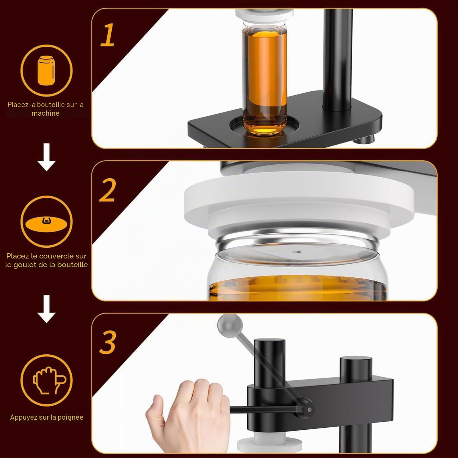 Machine à sceller les canettes manuelle, machine à sertir les boîtes de conserve portable avec base fixe, hauteur réglable de 55 mm de diamètre, pour bière/jus/café/soda/boissons black