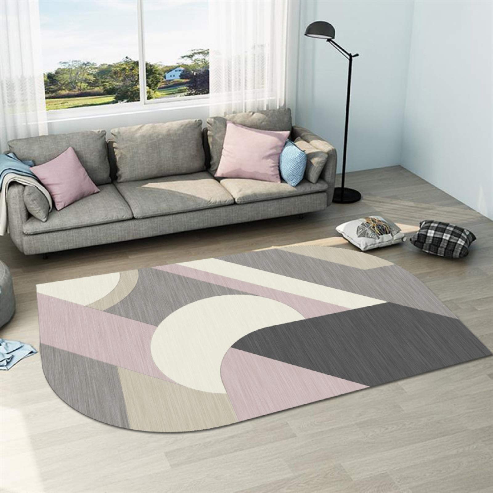 Grand tapis rond géométrique irrégulier salon et chambre 180x280 cm SN HUIPENG