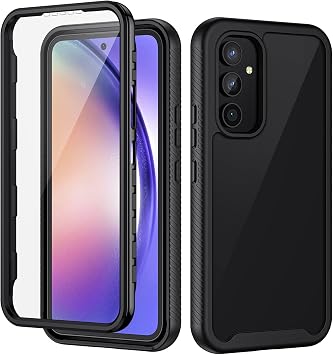 seacosmo for Samsung A54 Case, Galaxy A54 Cover with Screen Protector Black | Full Body Shockproof Protection Armour Cover Slim Fit Bumper Dual Layer Protective Rugged Phone Case for Samsung Galaxy A54