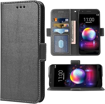 Phone Case for LG K30 2018 5.3 inch Folio Flip Wallet Case,PU Leather Credit Card Holder Slots Heavy Duty Full Body Protection Kickstand Protective Phone Cover for LLGK30 K 30 30K LMX410 Cases Black