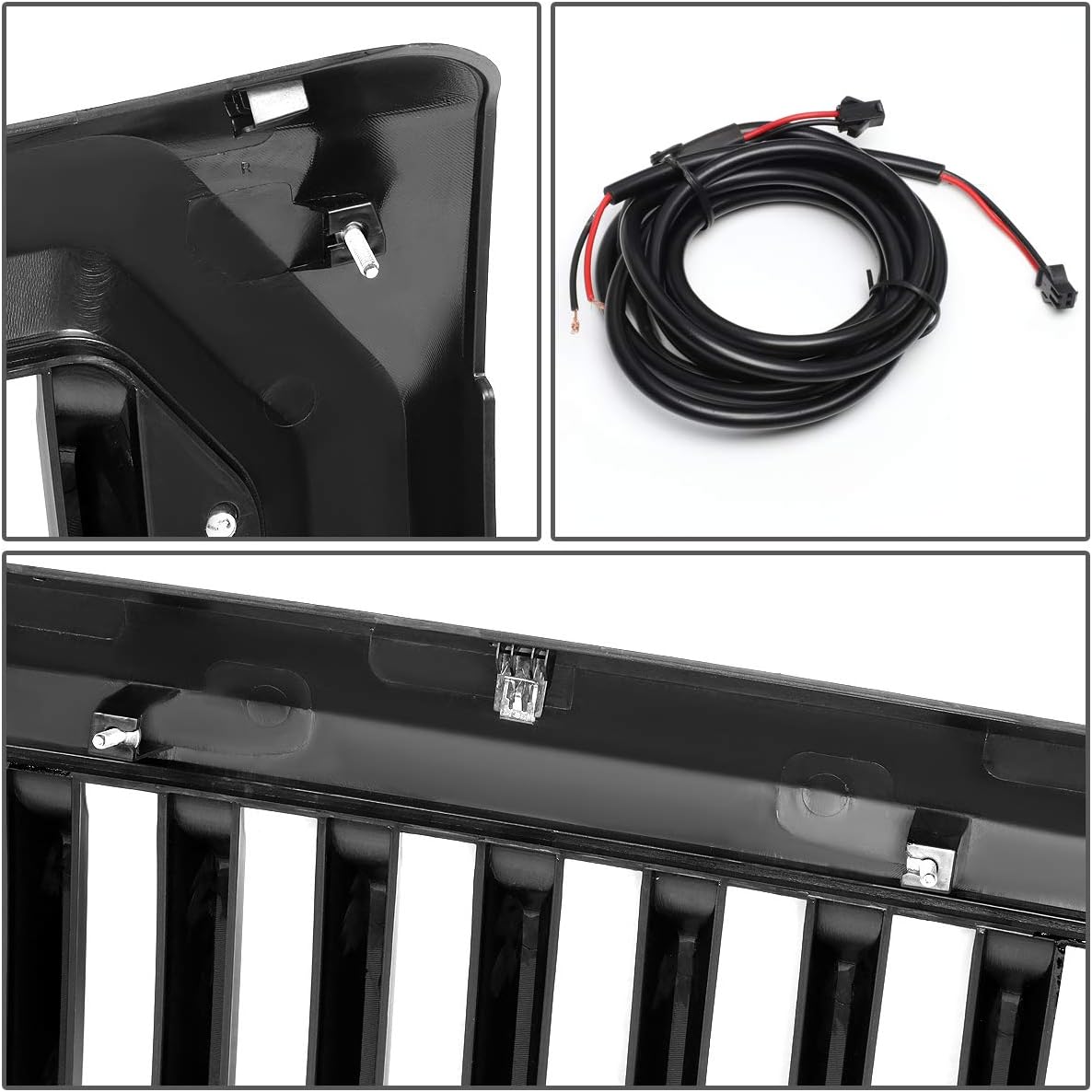 DNA MOTORING GRF-LB-013-T9 Matte Vertical Slat Front Bumper Grille Grill w/LED Replacement Compatible with 09-14 Ford F-150 Excludes Raptor