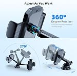 3-in-1 Car Phone Holder, [ Off-Road Level Suction Cup & Clip] Universal Cell Phone Holder Mount Dashboard Windshield Vent One-Hand Operation Holder Compatible with All Smartphones and Cars