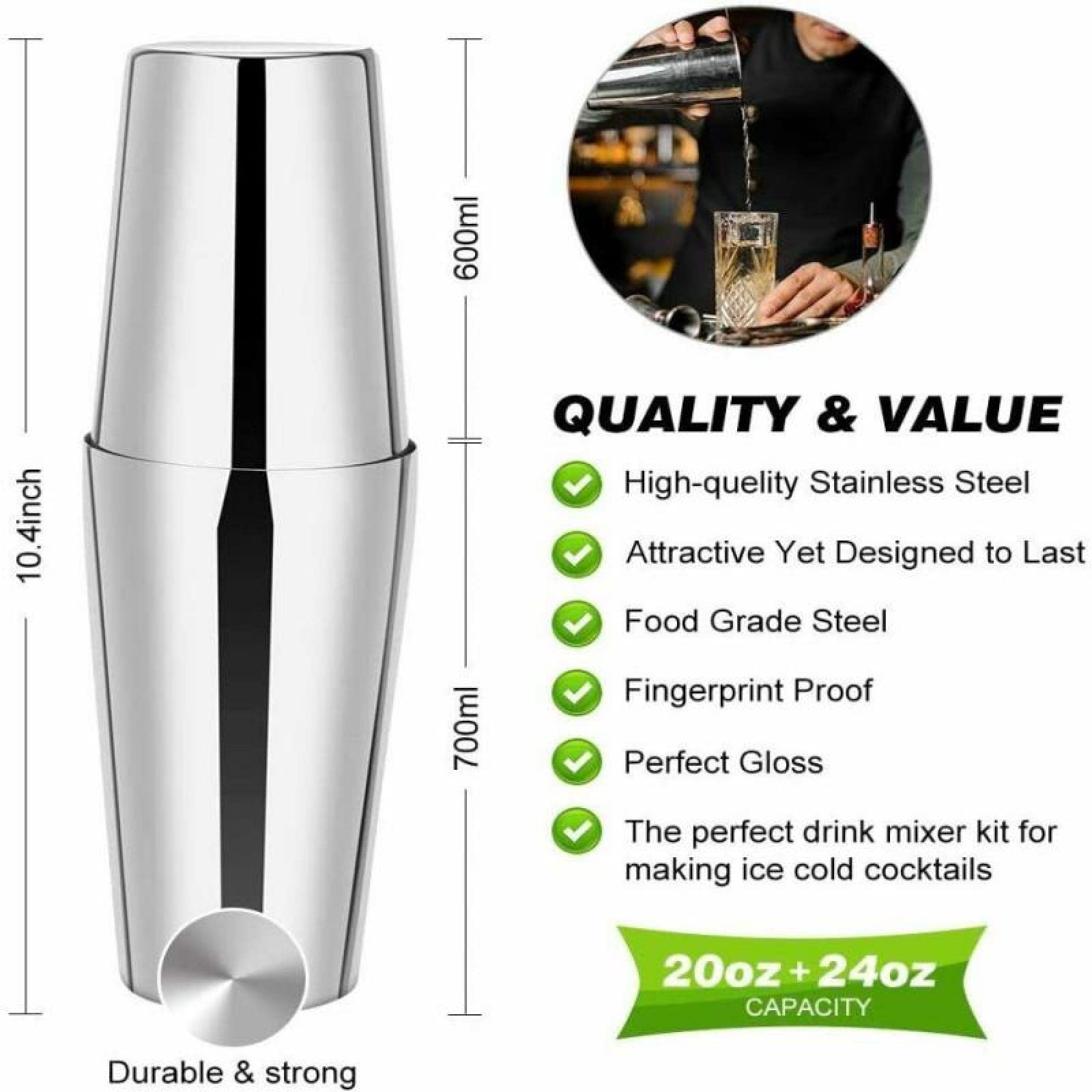 Bartender Set Bartender Kit 23 unids/Set Cocktail Set Shaker Mixer Acero Inoxidable Drink Making Kit Home Bar Bartender Kit Barras Set Herramientas