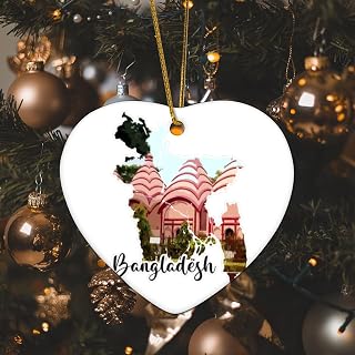 Bangladesh Ornament Keepsake Europe Buildings Colorful Cityscape Christmas Ornaments Holiday Christmas Tree Party Decorations Funny Ceramic Ornament Pendant for Friends Coworkers Employees Family