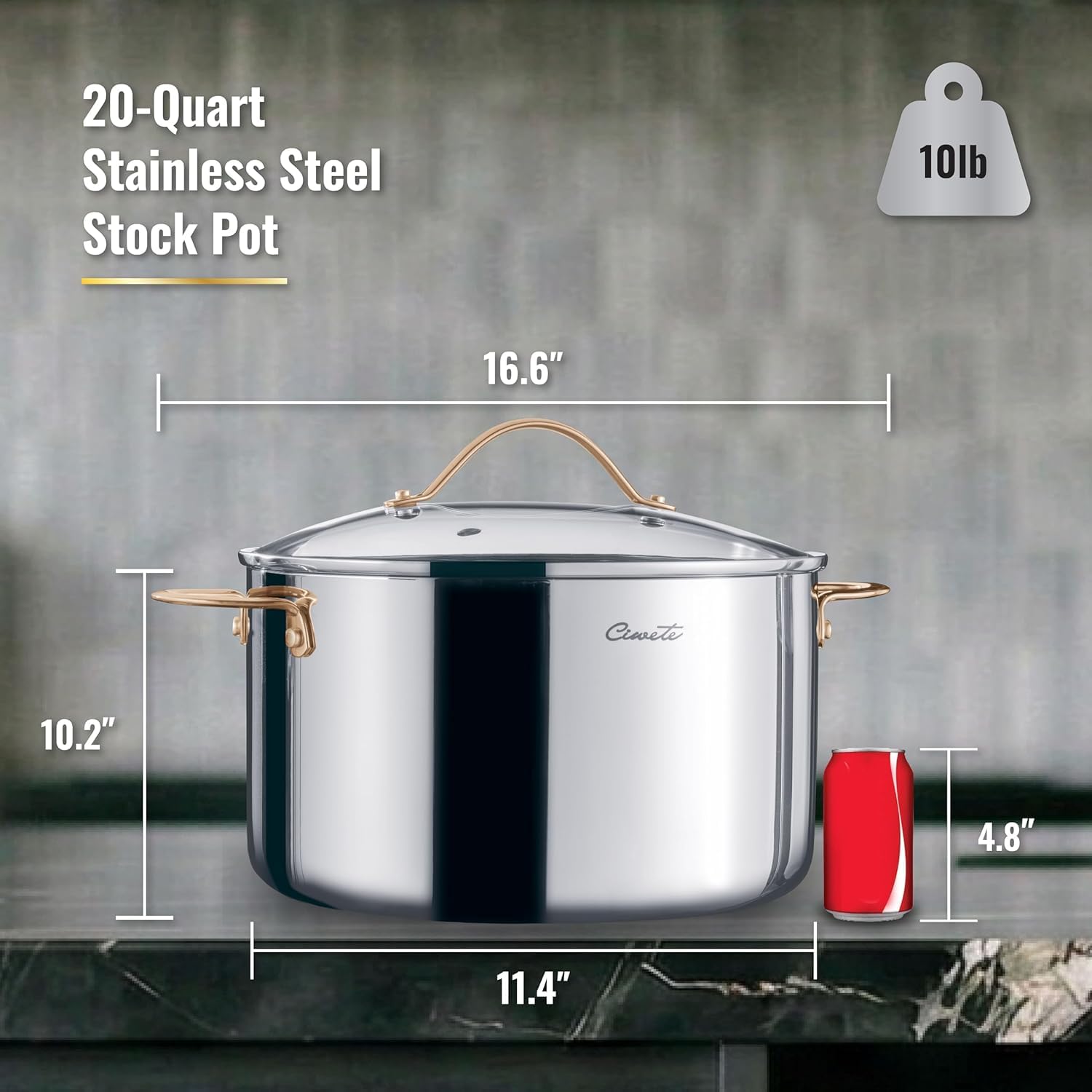 Amazon.com: Ciwete Stock Pot 20 Quart, 3 Ply Stainless Steel Stock