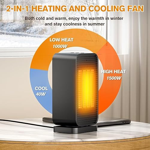 Miniatura 4 de Calentadores de espacio eléctricos portátiles para uso en interiores, mini calentador de espacio y ventilador, calentador de escritorio pequeño para