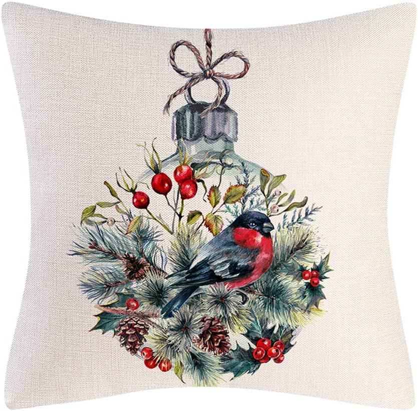 BCKAKQA Christmas Decorative Throw Pillow Covers 18x18 inch Set of 4 Red and Dark Green Cushion Covers 45cm x 45cm Linen Square Pillowcases for Living Room Sofa Couch Bed Cushions - Image 4